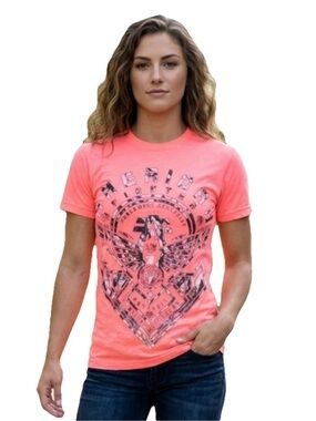 American Fighter Coral Pink Women’s Short Sleeve Graphic Tee Size XS